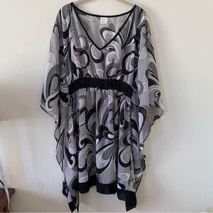 NWT Merona Sheer Short Caftan Swim Coverup Patterned Gray Size 20w/22w